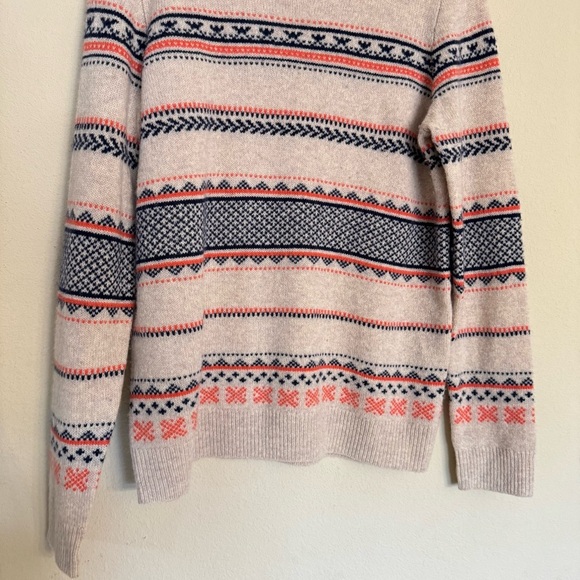 Madewell Marino Wool Fair Isle Sweater Size L Beige Knit Crewneck Pullover - Picture 8 of 13
